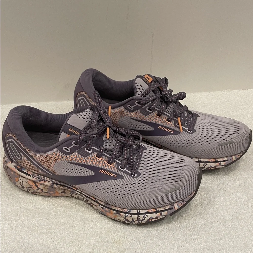 Brooks Ghost 14 Running Shoes Purple and Peach accents in color. - Picture 7 of 7
